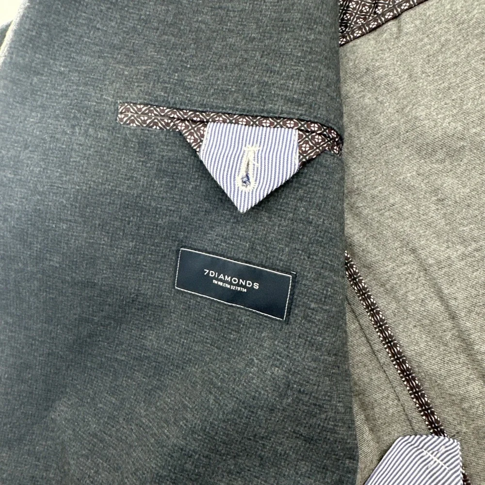 7 Diamonds Mannix 4-Way Stretch Blazer Sport Coat Mens 2XL Gray Black‎ Jacket